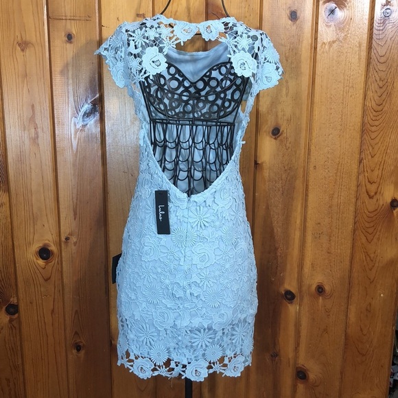 Lulus Hidden Talent Backless Light Blue Lace Dress NWT size XS mini dress - Picture 6 of 16